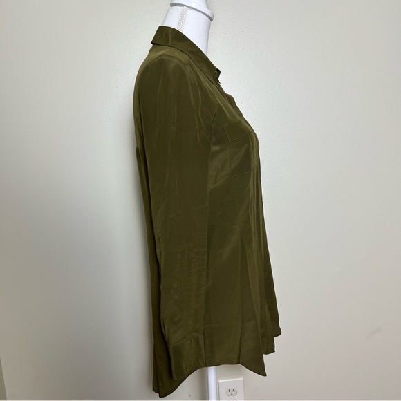 Broadway & Broome 100% Silk Olive Green Tunic Shirt, Size XS - Picture 3 of 8